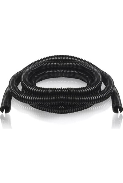 Zembil Siyah Renk Kablo Tesisat Gizleme Düzenleme Spiral Yarıklı Hortum 10MM 1 Metre