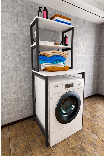 Ev Şehri Çamaşır Makinesi Üstü Düzenleyici Raf Makinedolabı Beyaz