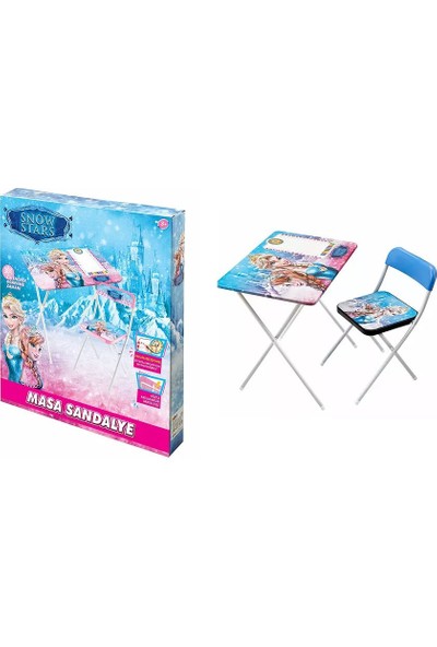 Beren Oyuncak Karlar Ülkesi Kraliçe Elsa Anna Katlanabilir Ders Çalışma Masası ve Sandalye