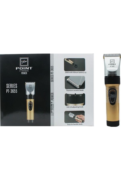 Point PT-3655 Profesyonel Saç Sakal Şarjlı Tıraş Makinesi + Yedek Batarya 4 Başlık