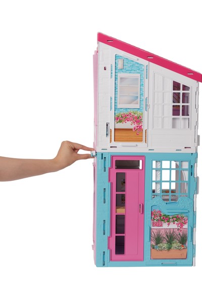 Barbie'nin Malibu Evi, Dönüşüm Özellikli, 25'ten Fazla Parçalı ve 2 Katlı Bebek Evi FXG57