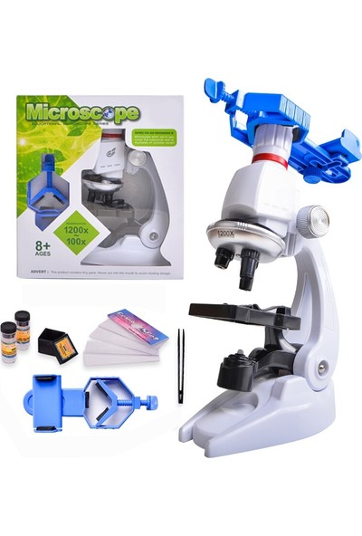 Triline 1200X Mobil Uyumlu Eğitici Mikroskop Seti LED Işıklı