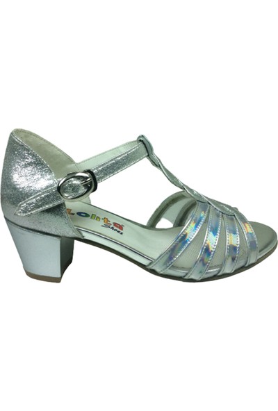 Fikretbebelolita Ortopedikal Fikretbebe Filet Gümüş Aynalı Simli Bilekten Geçmeli Tokalı Kız Çocuk Topuklu Ayakkabı