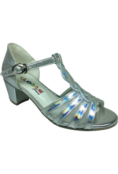 Fikretbebelolita Ortopedikal Fikretbebe Filet Gümüş Aynalı Simli Bilekten Geçmeli Tokalı Kız Çocuk Topuklu Ayakkabı
