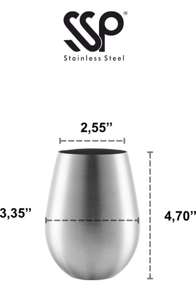 Ssp Steel Şarap Kadehi Seti Paslanmaz Çelik 4 Adet
