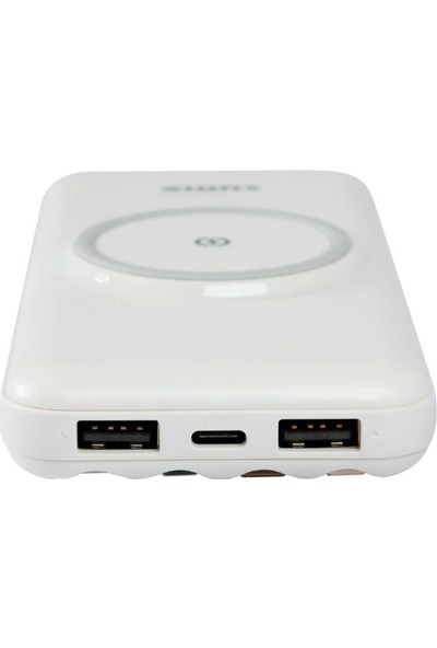 Sunix PB16 Micro, Ios Lightning, Type-C Çıkışlı Kablosuz Şarj Pedli Powerbank 14000MAH Beyaz