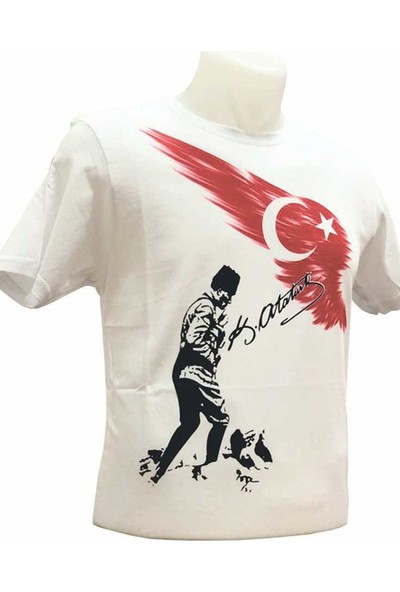 Renkli Pazar Ayıldızlı Atatürklü Çocuk Tişört -146