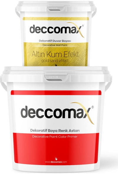 Deccomax 3,5 Lt Kum Efekt Metalik Dekoratif Duvar Boyası Seti-Altın
