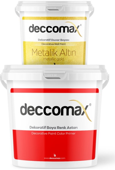 Deccomax 7 Lt Metalik Dekoratif Duvar Boyası Seti-Altın