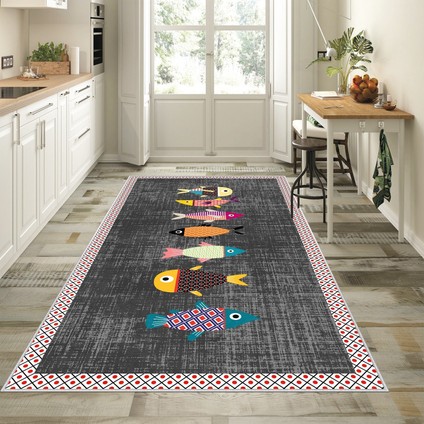 Dijital Baskı Yıkanabilir Kaymaz Taban Mutfak Halısı