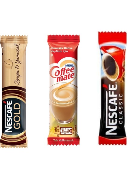 Gold 2 gr X50, Nescafe Classic 2 gr X50, Nestle Coffee Mate 5 gr X50
