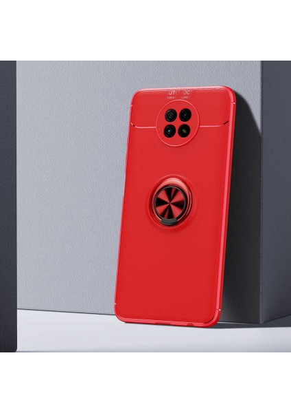 - Xiaomi Redmi Note 9T - Kılıf Yüzüklü Karbon Ravel Silikon Kapak - Kırmızı - T16133