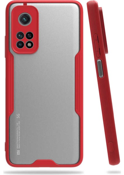 - Xiaomi Mi 10T Pro 5G - Kılıf Kenarı Renkli Arkası Şeffaf Parfe Kapak - Kırmızı - T15947