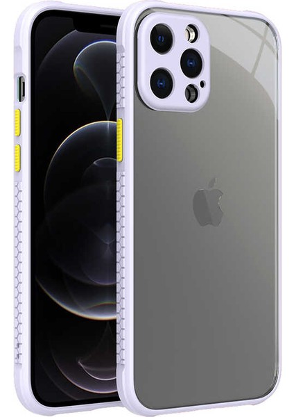 - Apple iPhone 12 Pro Max - Kılıf ​​Arkası Şeffaf Sert Kaff Kapak - Mor