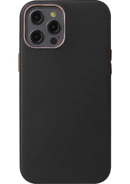 - Apple iPhone 12 Pro - Kılıf Kablosuz Şarj Destekli Leathersafe Magsafe Kapak - Siyah