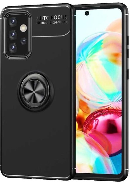 - Samsung Galaxy A52 - Kılıf Yüzüklü Karbon Ravel Silikon Kapak - Siyah