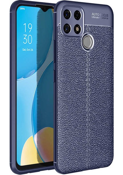 - Oppo A15 - Kılıf Auto Focus Karbon Niss Silikon Kapak - Lacivert - T16535
