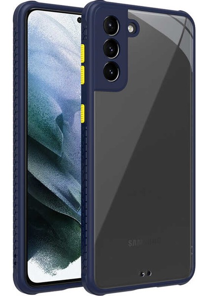 - Samsung Galaxy S21 Plus - Kılıf ​​Arkası Şeffaf Sert Kaff Kapak - Lacivert - T16608