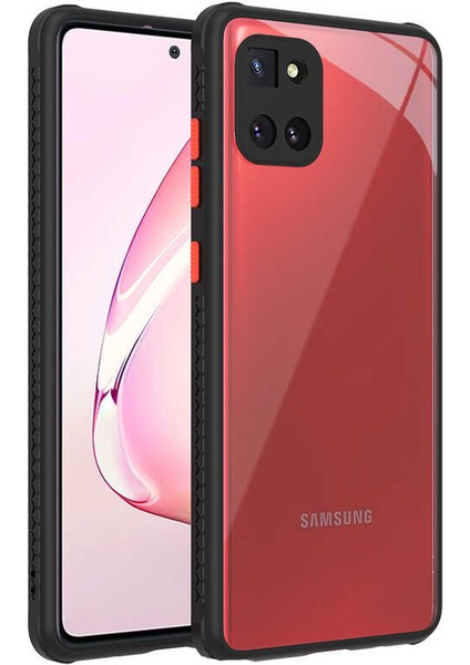 - Samsung Galaxy A81 (Note 10 Lite) - Kılıf ​​Arkası Şeffaf Sert Kaff Kapak - Siyah - T16605