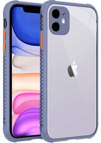 - Apple iPhone 11 - Kılıf ​​Arkası Şeffaf Sert Kaff Kapak - Koyu Mor