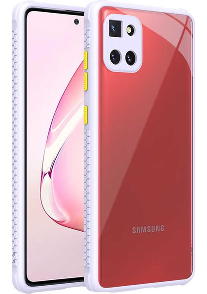 - Samsung Galaxy A81 (Note 10 Lite) - Kılıf ​​Arkası Şeffaf Sert Kaff Kapak - Mor - T16605