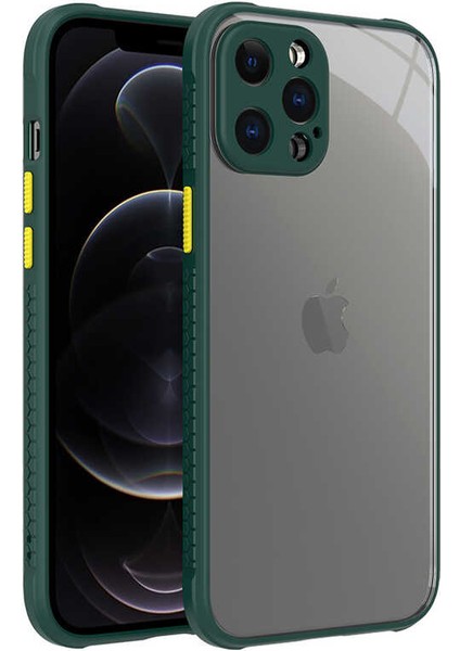 - Apple iPhone 12 Pro Max - Kılıf ​​Arkası Şeffaf Sert Kaff Kapak - Koyu Yeşil