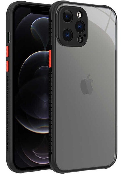 - Apple iPhone 12 Pro Max - Kılıf ​​Arkası Şeffaf Sert Kaff Kapak - Siyah