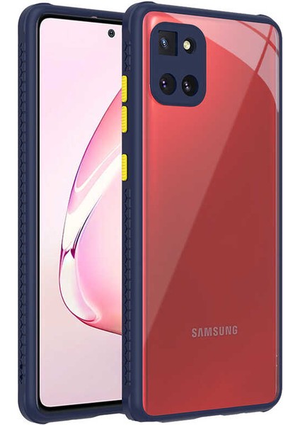- Samsung Galaxy A81 (Note 10 Lite) - Kılıf ​​Arkası Şeffaf Sert Kaff Kapak - Lacivert - T16605