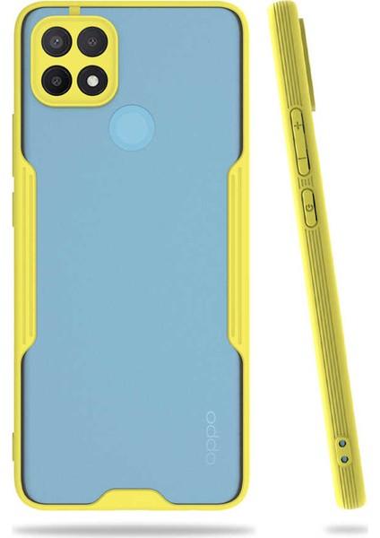 Kilifone - Oppo A15 Uyumlu Kılıf Kenarı Renkli Arkası Şeffaf Parfe Kapak