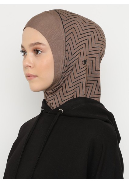 Çizgili Spor Bone - Koyu Vizon - Ecardin modelleri