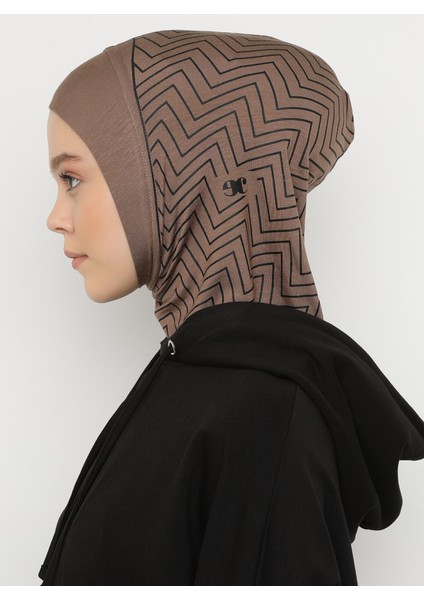 Çizgili Spor Bone - Koyu Vizon - Ecardin fırsatları