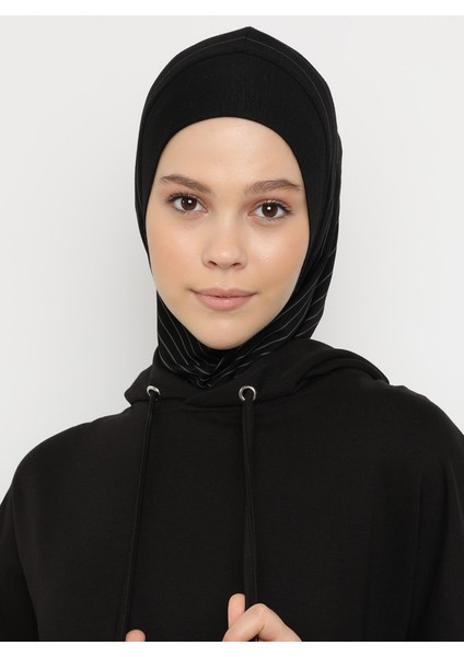 Çizgili Spor Bone - Siyah - Ecardin