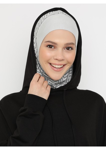 Çizgili Spor Bone - Açık Gri - Ecardin