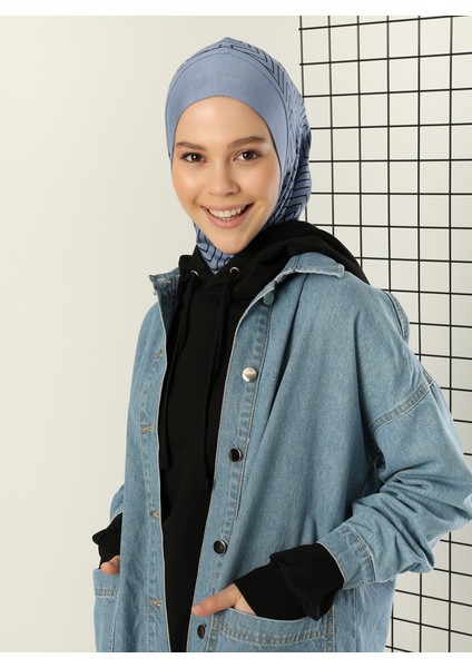 Çizgili Spor Bone - Mavi - Ecardin