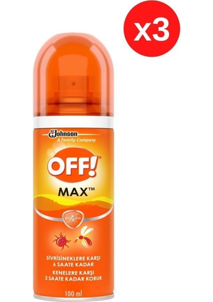 Off! Sinekkovar Sprey Max 100 ml X3 - Sivrisinek, Karasinek ve Keneler Karşı