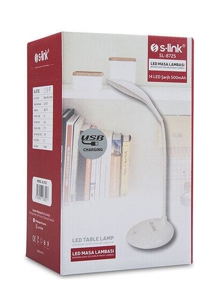 Asian Tech Store S-Link SL-8725 Beyaz 14 LED Şarjlı 500 Mah Taşınabilir Masa Lambası