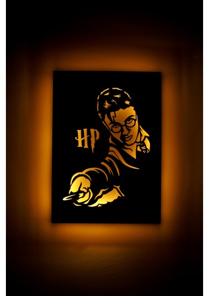 Harry Potter Işıklı 3 Boyutlu Lazer Kesim Siyah Beyaz Dekoratif Mdf Tablo