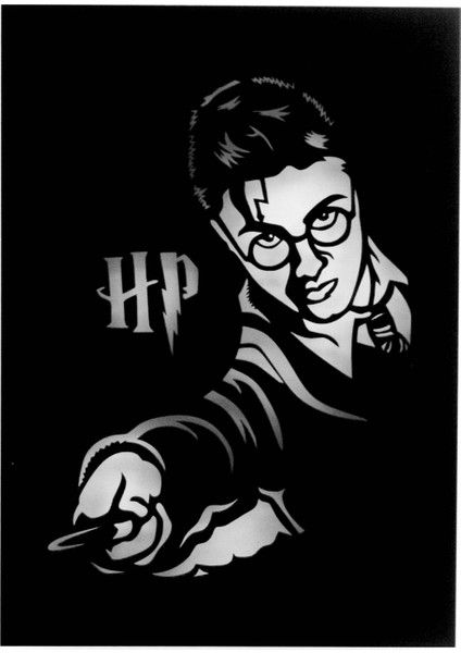 Harry Potter Işıklı 3 Boyutlu Lazer Kesim Siyah Beyaz Dekoratif Mdf Tablo