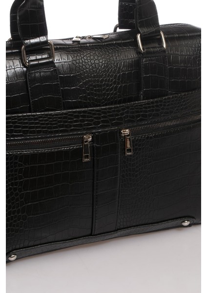 Luxury MPIST9141 Kroko Siyah Evrak Çantası