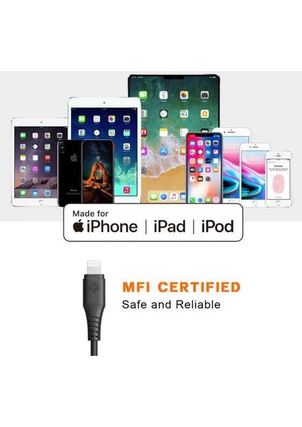 Type-C iPhone Uyumlu Lightning Hızlı Şarj Kablosu Beyaz 1.8 Metre