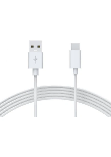 USB Type-C 3A Hızlı Şarj ve Data Kablosu Beyaz 1 mt