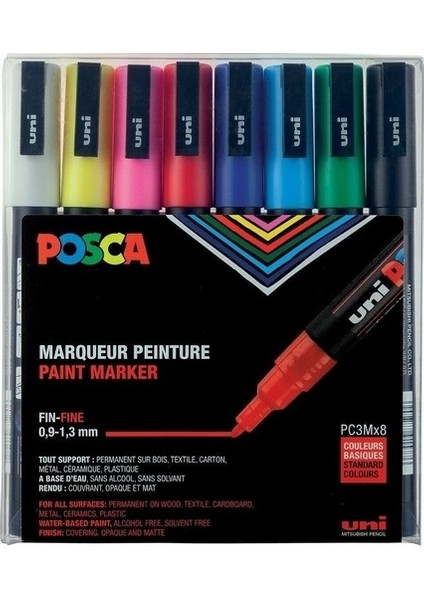 Posca Su Bazlı Poster Markör Ana Renk 7+1 15,0 mm