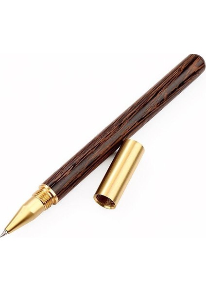 Rose Ahþap Tükenmez Kalem Pirinç Kafa Roller Metal Vidalý Kapak