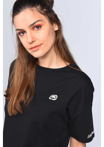Taıl Siyah Kadın Bisiklet Yaka Tshirt