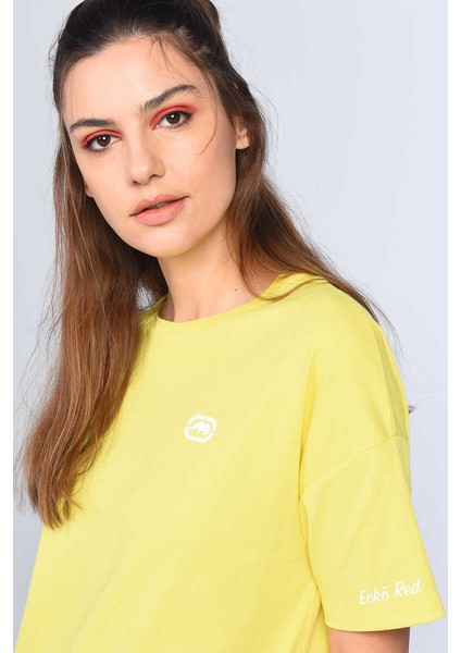 Taıl Sarı Kadın Bisiklet Yaka Tshirt