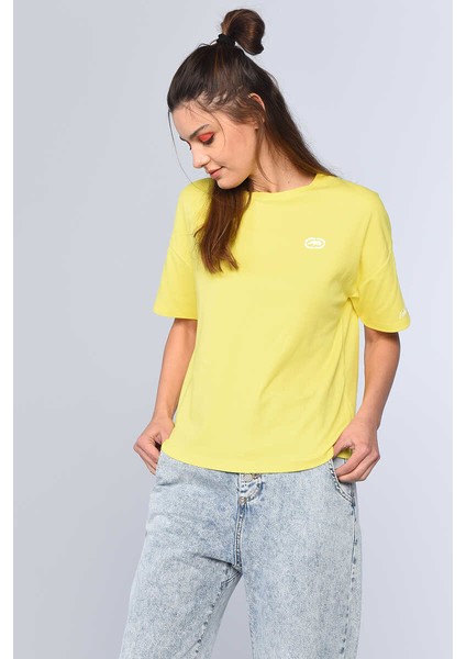 Taıl Sarı Kadın Bisiklet Yaka Tshirt