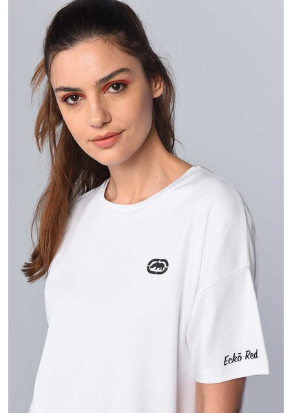 Taıl Beyaz Kadın Bisiklet Yaka Tshirt