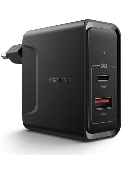 Steadiboost 48W Hızlı Şarj Cihazı (USB-C PD 3.0 30W + Quick Charge 3.0 18W) iPhone / Android / Macbook Şarj Adaptörü Black F211 - 000AD24973