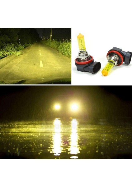12V 100W H11 Süper Sarı Işık Civciv Sarısı Limon Sarısı Ampul Seti