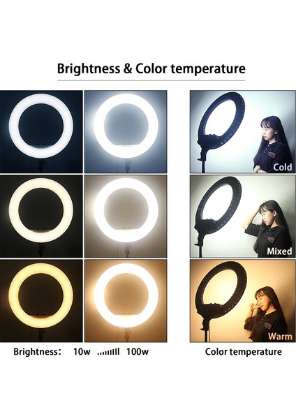 Ring Light LED 18’’ 45 cm Kumandalı Profesyonel Işık Halkası Stüdyo Sosyal Medya Makyaj Işığı + 210 cm Ayak Dahil modelleri